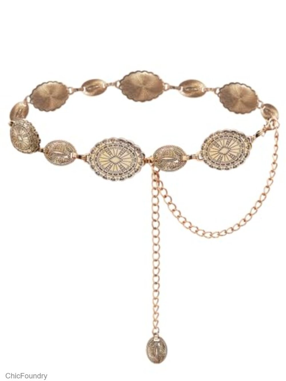 Women's Western Concho Belt Metal Chain Belt for Cowgirl Outfits Country